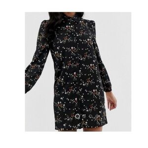 ASOS Fashion Union Long Sleeve Shirt Dress In Floral